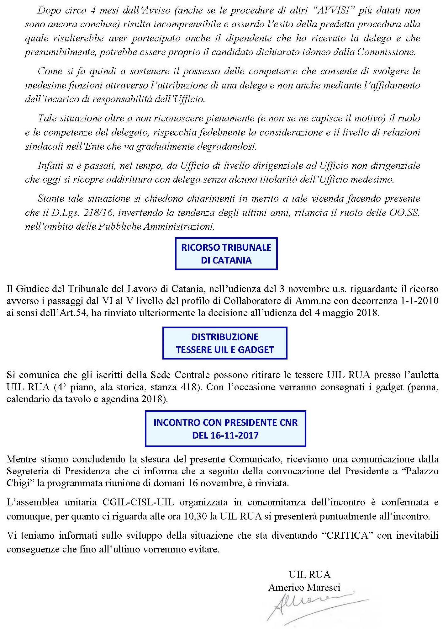 2017 11 15 com UIL RUA straordinari ufficio rapporti OO SS ricorso catania gadget incontro presidente 3